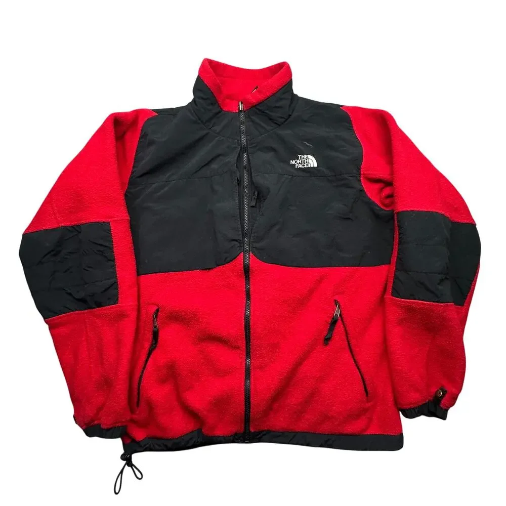 Vintage 90s The North Face Denali Fleece Red Jacket Mens Large Black Full Zip